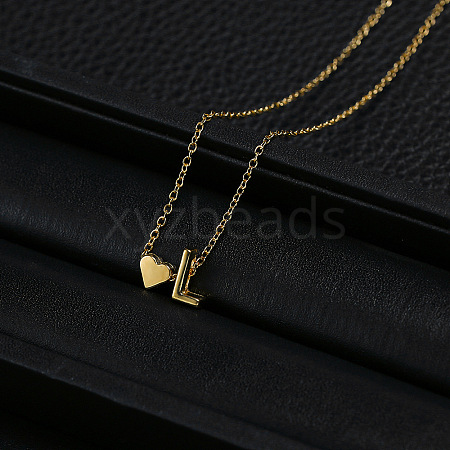 Alloy Letter Heart Pendant Necklaces for Women WGBB55E-08-1