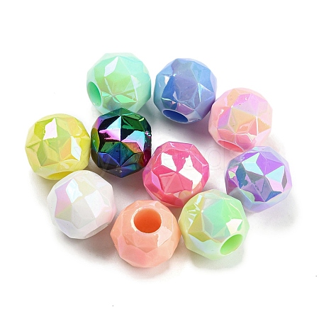 UV Plating Rainbow Iridescent Acrylic European Beads MACR-P040-11-1