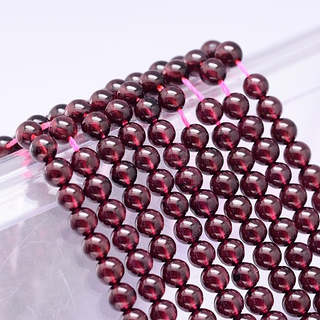 Mozambique Import Grade AA Garnet Round Beads Strands G-E300-AA-4mm-1