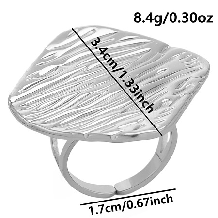 Simple and Elegant Stainless Steel Rhombus Open Cuff Ring for Women MV9676-1-1