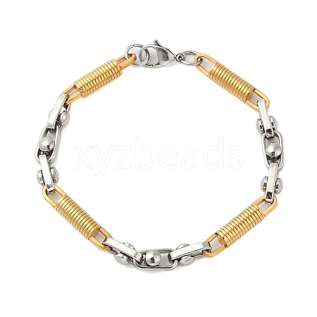 Ion Plating(IP) 304 Stainless Steel Column Link Bracelets for Men BJEW-B093-02GP-1