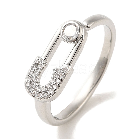 Brass Micro Pave Cubic Zirconia Rings for Women RJEW-E295-46P-1
