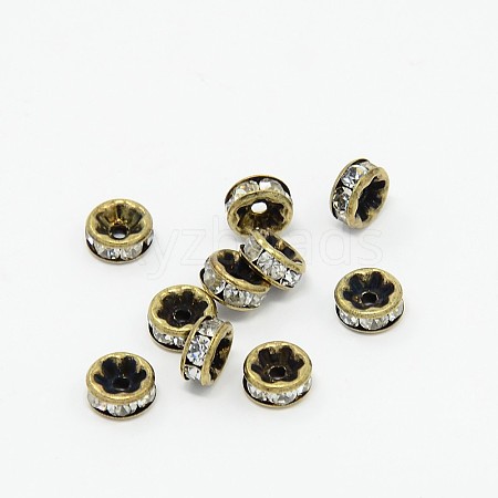 Brass Rhinestone Spacer Beads X-RB-A014-Z8mm-01AB-NF-1