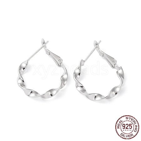 Rhodium Plated 925 Sterling Silver Leverback Earrings EJEW-K258-20P-1