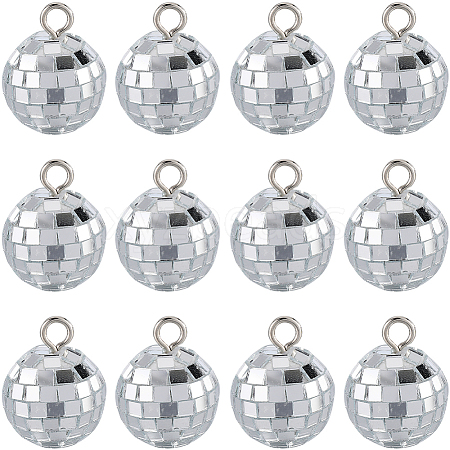 SUNNYCLUE 24Pcs Mirror Ball Reflective Ball Pendants AJEW-SC0002-62-1