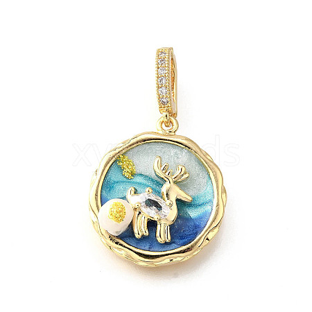 Brass Micro Pave Cubic Zirconia & Enamel Pendants KK-R222-12G-02-1