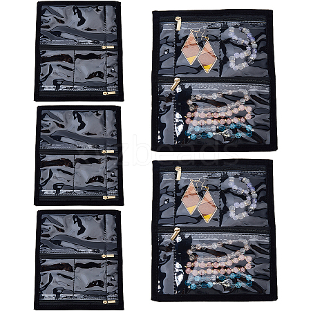 Portale Travel Velvet and PVC Loose Leaf Binder Jewelry Bags AJEW-WH0673-27A-1