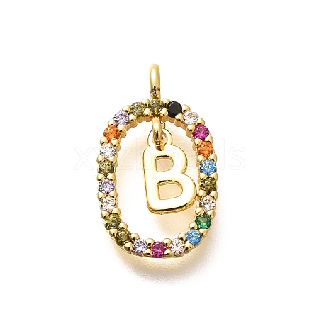 Brass Micro Pave Cubic Zirconia Pendants ZIRC-P123-01G-B02-1