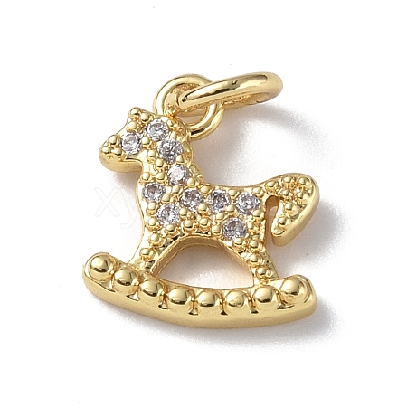 Brass Micro Pave Cubic Zirconia Charms ZIRC-F131-24G-1