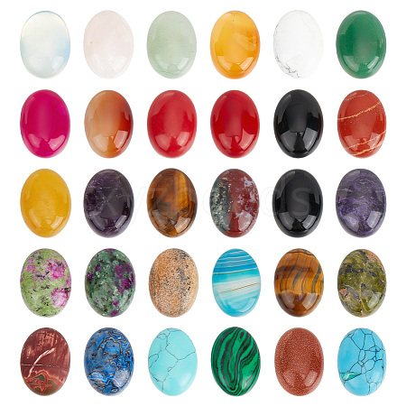 GOMAKERER 30Pcs 30 Styles Natural & Synthetic Mixed Gemstone Cabochons G-GO0001-24-1