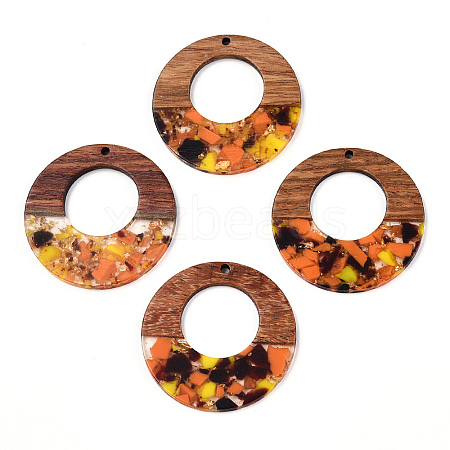 Transparent Resin & Walnut Wood Pendants RESI-TAC0017-74-A03-1