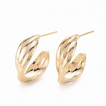 Brass Stud Earrings EJEW-T007-21G-NF-1