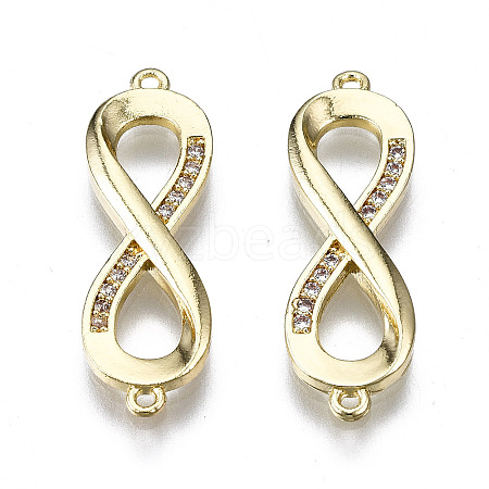 Brass Micro Pave Clear Cubic Zirconia Links Connectors ZIRC-S069-038G-1