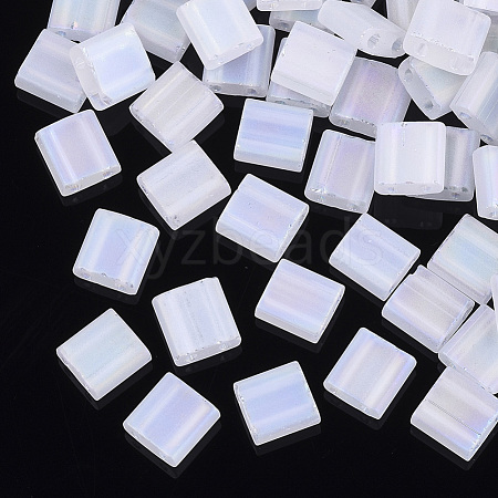 2-Hole Transparent Glass Seed Beads SEED-T004-02C-01-1