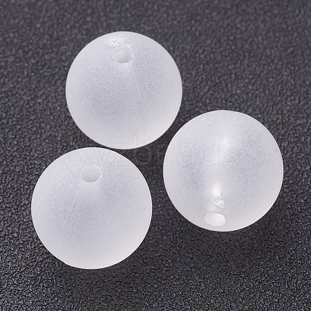 White Transparent Acrylic Frosted Round Beads X-PL725-1
