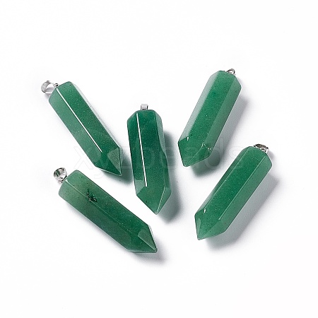 Natural Green Aventurine Double Terminated Pointed Pendants G-G926-01P-02-1