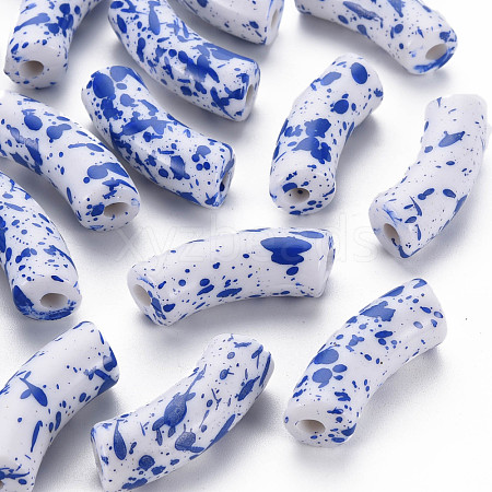 Opaque Spray Painted Acrylic Beads MACR-S372-001F-B05-1