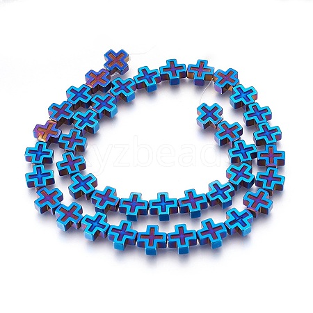 Electroplated Non-magnetic Synthetic Hematite Beads Strands G-P392-F04-1