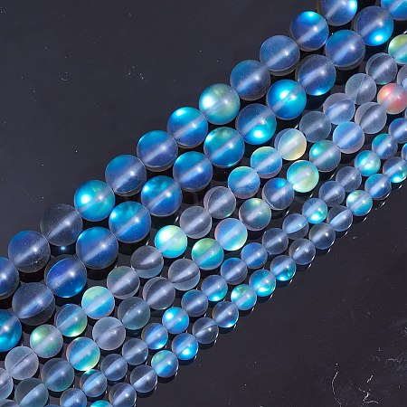 Synthetic Moonstone Beads Strands G-SZ0001-81D-1