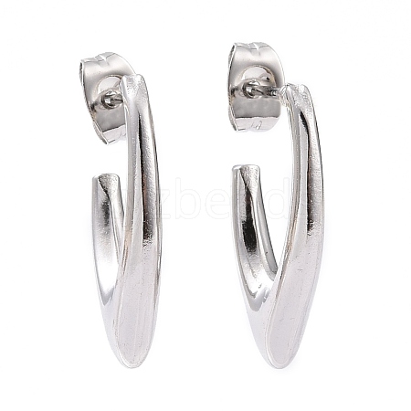 Non-Tarnish 304 Stainless Steel V-shape Stud Earrings EJEW-G293-26P-1