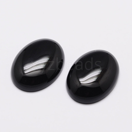 Oval Natural Dyed & Heated Black Agate Cabochons G-K020-40x30mm-01-1