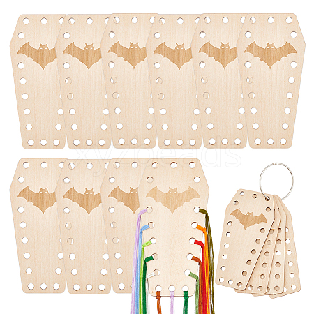 10Pcs Wood Cross Stitch Thread Bobbins WOOD-OC0003-91-1