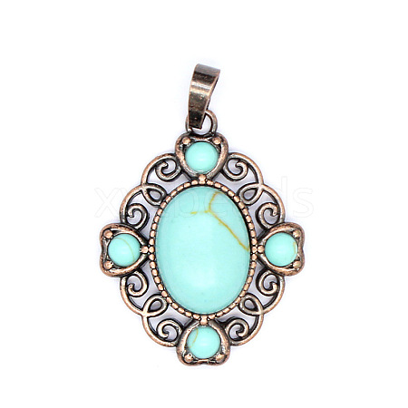 Retro Hollow Synthetic Turquoise Pendants PW-WG7B8C5-20-1