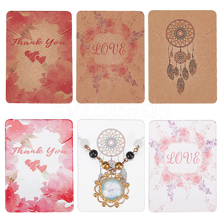  120Pcs 6 Styles Paper Necklace Display Cards CDIS-NB0001-39-1