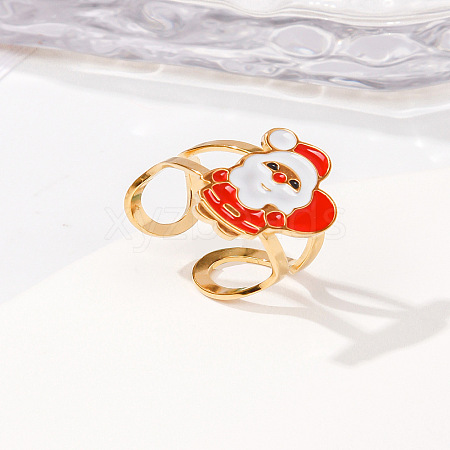304 Stainless Steel with Enamel Cuff Rings for Women LS-RJEW-Z116-01G-01-1