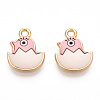 Printed Light Gold Tone Alloy Pendants ENAM-N056-204F-2