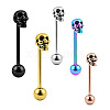 Skull 304 Stainless Steel Straight Barbell 15 Gauge Piercing Tongue Rings for Women Men FS-WG07D05-03-2