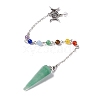 Natural Green Aventurine Hexagonal Pointed Cone Dowsing Pendulum Pendants G-G983-05P-03-2