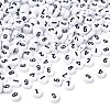 Mix Numbers White Flat Round Acrylic Beads X-PB9111-1