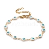 Enamel Oval with Evil Eye Link Chains Bracelet BJEW-P271-04G-02-1