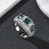 Brass Micro Pave Cubic Zirconia Cuff Open Rings for Women RJEW-L343-13P-04-1
