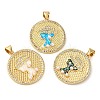 Rack Plating Brass Micro Pave Cubic Zirconia Pendants KK-P268-07G-1