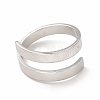 304 Stainless Steel Rectangle Open Cuff Ring for Women RJEW-B027-28P-2