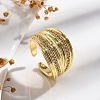 Rack Plating Brass Micro Pave Clear Cubic Zirconia Open Cuff Finger Rings for Women RJEW-M028-92G-2