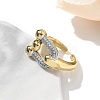 Brass Micro Pave Clear Cubic Zirconia Cuff Finger Rings for Women RJEW-B112-10GP-3