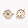 Brass Micro Pave Cubic Zirconia Links ZIRC-A009-22G-1