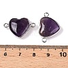 Natural Amethyst Love Heart Pendants G-T138-205A-P-3