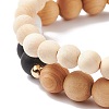 Wood Beaded Stretch Bracelet Sets BJEW-JB08348-6