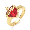 Brass & Glass Cuff Open Rings for Women KK-CBA760A-01C-G-4