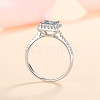 Square Rhodium Plated 925 Sterling Silver Pave 5.5mm Cubic Zirconia Finger Rings for Women WG02E28-22-2