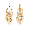 Brass Pave Clear Cubic Zirconia Pendants KK-T074-93B-G-1