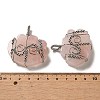 Natural Rose Quartz Copper Wire Wrapped Pendants G-K338-07P-03-3