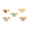 Star with Evil Eye Cubic Zirconia Cuff Ring for Women RJEW-C004-23-RS-1