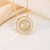 Brass Pave Clear Cubic Zirconia Ring with Letter Pendant Box Chain Necklaces FS-WG44D8C-26-1