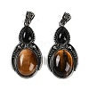 Natural Tiger Eye & Natural Obsidian Pendants G-I370-08AS-01-1