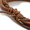 Adjustable PU Leather & Waxed Cords Triple Layer Multi-strands Bracelets BJEW-F468-14-4